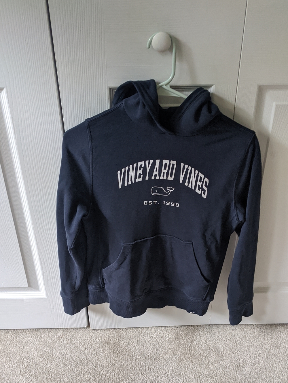 Vineyard Vines Youth ( Size M) Navy Hoodie with White Logo
